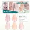 Una caja de uñas postizas nude naturales con cinco tonos y varias formas de uñas.