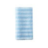 A cylindrical blue loofah body scrubber for exfoliation.