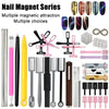 A collection of nail magnet series including various magnetic tools and wand sets for 3D nail art.