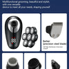 A multi-functional grooming kit featuring a shaver, cleaning brush, massager, and nose hair trimmer.