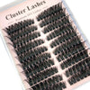 A display of black cluster lashes in various styles and lengths for DIY lash extensions.