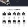 A collection of ten hair trimmer attachments with varying lengths and sizes shown in a kit.