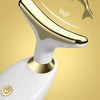 A close-up of a white electric facial lifting and firming massager with a gold accent, demonstrating a 160-degree movement.