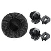 Black heatless hair curler and satin sleep cap set with claw clip and rings