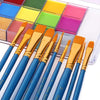 A set of 20 non-toxic body paint tubes and brushes in various bright colors arranged in a plastic case.