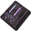 A black case containing professional stainless steel hairdressing scissors and a comb.
