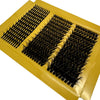 A sheet of black lash clusters arranged in rows inside a gold-colored box.