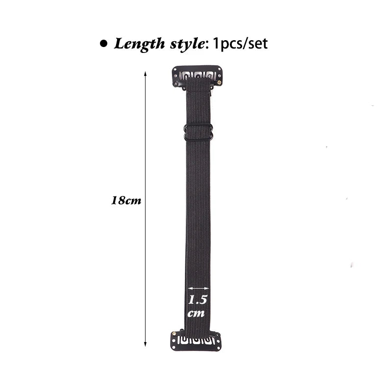Black facial lifting band with adjustable straps, 18cm long, sold as a set.