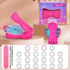 A pink glitter hair braiding and jewelry craft set with various colored and shaped diamond pieces for kids