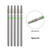 A set of five diamond nail drill bits with a 8.2x2mm size for professional manicures.