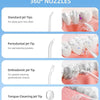 Four multifunctional 360 degree jet tips for daily gum line cleaning, periodontal pockets, orthodontic braces, and tongue coa