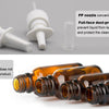 Reusable amber glass nasal spray bottles with white PP nozzles and dust-proof covers