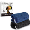 A set of two African net exfoliating loofah sponges in blue and black.