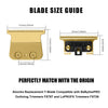 Blade size guide showing dimensions for Amorka replacement T-blade compatible with BaBylissPRO trimmers