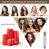 A collection of hair styling options including straight, natural, wavy curls, curly hair, and bob styles shown alongside a pr