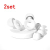 A set of white silicone earplugs for sleep and protection shown in a product image.