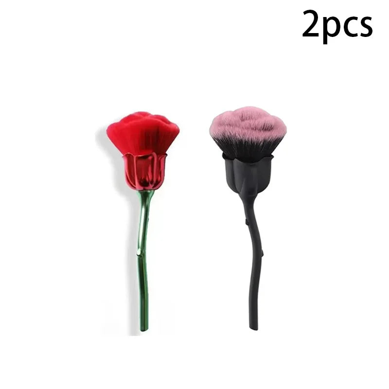 A pair of red rose and flower nail art dust brushes.