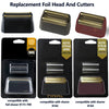 Replacement foil head and cutters for shavers, including gold and silver blades.