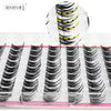 Exhibición de pestañas en cluster autoadhesivas en varios estilos y longitudes para aplicación de maquillaje DIY.