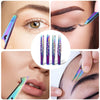 A set of precision stainless steel eyebrow trimming tools and tweezers for shaping and styling eyebrows.