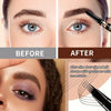 Before and after comparison showing the transformation of eyebrows using a multi-color waterproof liquid eyebrow pencil.