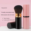 Pinceau de maquillage multi-usage portable rétractable, emballage noir et rose.