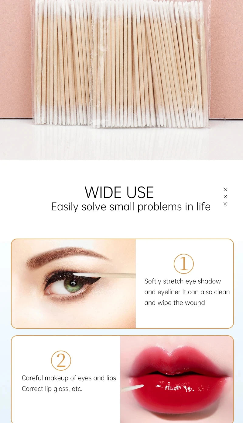 Q-tips for applying eye shadow and eyeliner or cleaning wounds