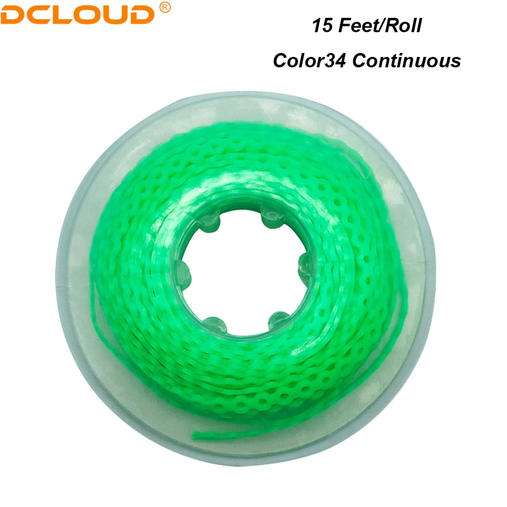 A roll of 15 feet of Color34 continuous dental orthodontic elastic chains.