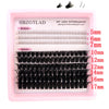 A pink kit of DIY lash extensions showing various lengths of black false lashes from 5mm to 17mm