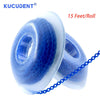 A roll of blue dental orthodontic power chain elastic rubber bands
