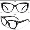 Black LR6 reading glasses shown from the front and side view.