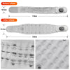Comparison of an inflatable back heating support belt before and after inflation, showing size difference and texture.