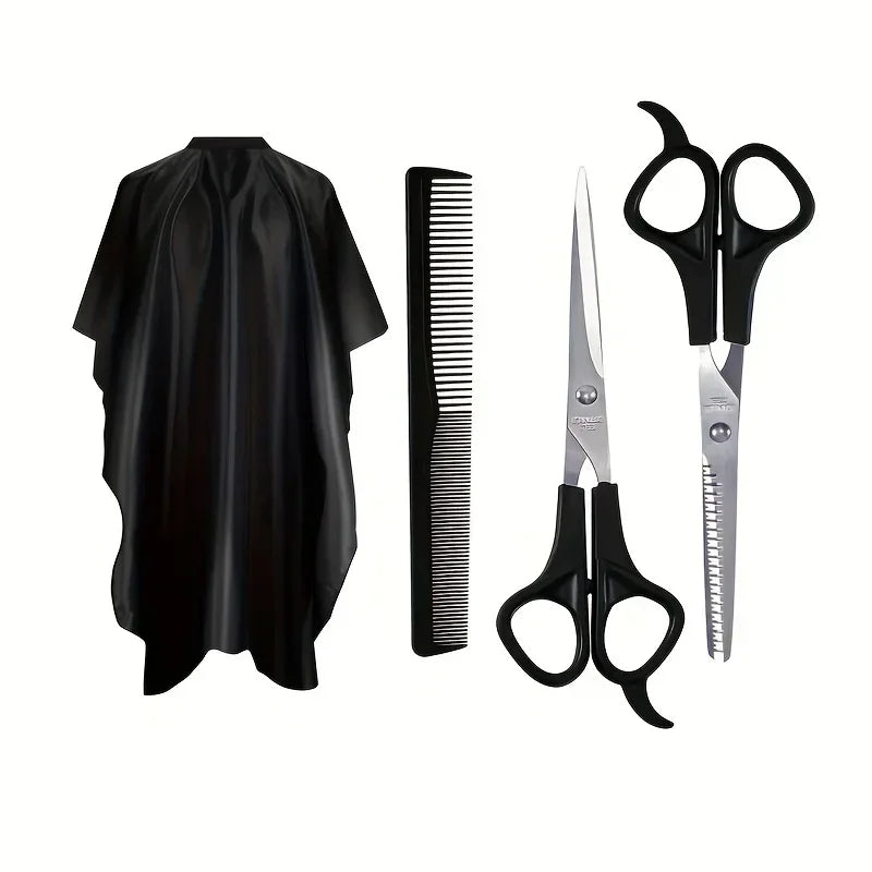 A black professional rechargeable beard and hair trimmer with guards and scissors.