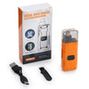 An orange portable electric nose hair device box and the corresponding trimmer unit with a charging cable.