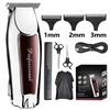 A professional rechargeable beard and hair trimmer with various guard attachments and accessories.