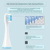 A white electric toothbrush head with blue accents is shown next to text describing high-density hair transplantation feature