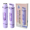 A box and two purple electric double headed hair remover devices for male and female concurrent use