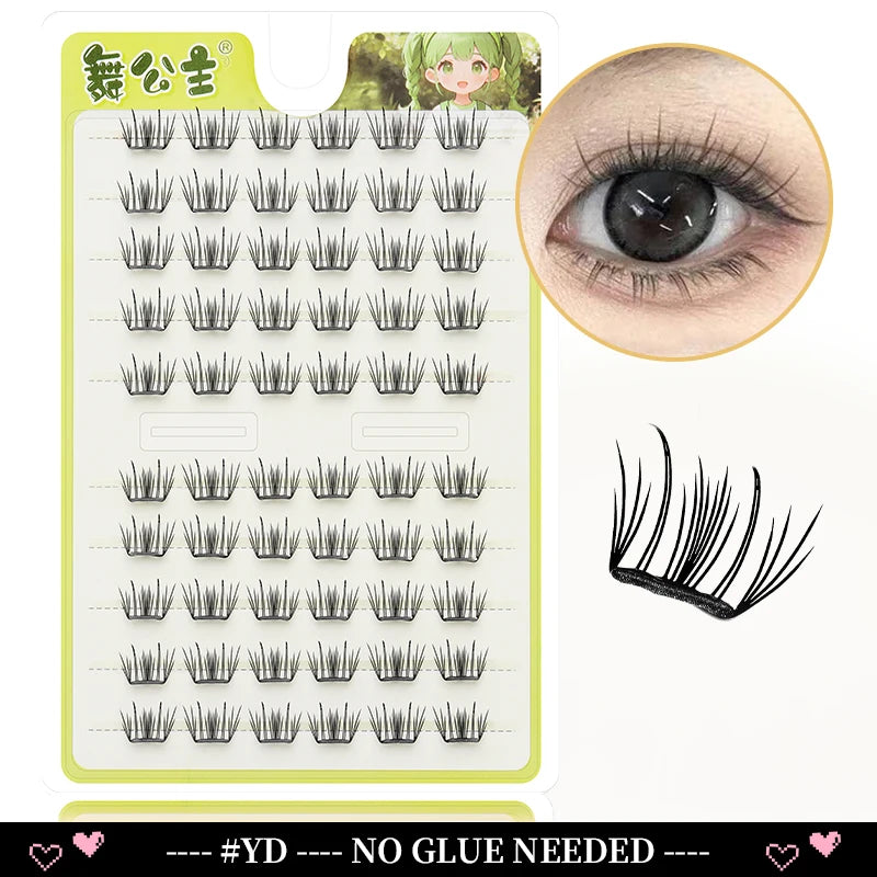 A plastic tray showing various styles of eyelash extensions for application.