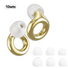 Ten sets of gold and white silicone earplugs for noise reduction