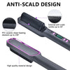 Black electric hair straightener comb with anti-scald design features and high quality material.