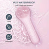 Cepillo facial eléctrico rosa de silicona para limpieza, usado en la ducha o bañera.