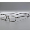 Gray frame reading glasses with mirror lenses shown on a light gray background.