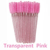 Kit de cepillo desechable para pestañas rosa con cerdas transparentes y brillantes.