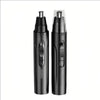 A black professional electric nose and ear hair trimmer with a clear protective cap.
