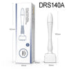 White DRS140A microneedling stamp roller device shown in its box and disassembled form.