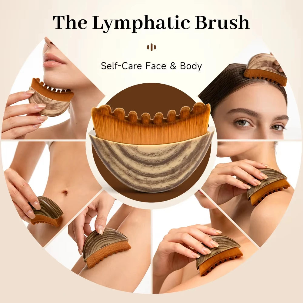 Un ensemble d'outils à brossage lymphatique en bois pour les massages faciaux et corporels de soin personnel.