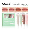 A set of five Lakerain lip balm butters in various shades including Vanilla, Mint, Coffee, and Cake.