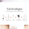 Microcurrent facial massager device showing various massage modes and skin benefits like collagen multiplication and fine lin
