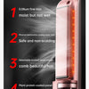 A pink steam flat iron hair styling tool with five numbered features for improving dry hair hydration.