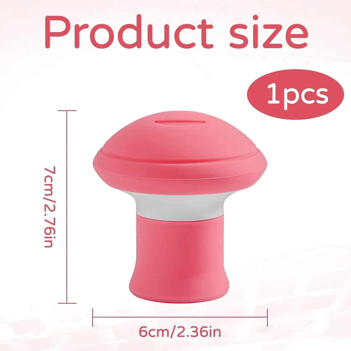 A pink facial sculpting masseter muscle trainer device shown with its dimensions and packaging information.